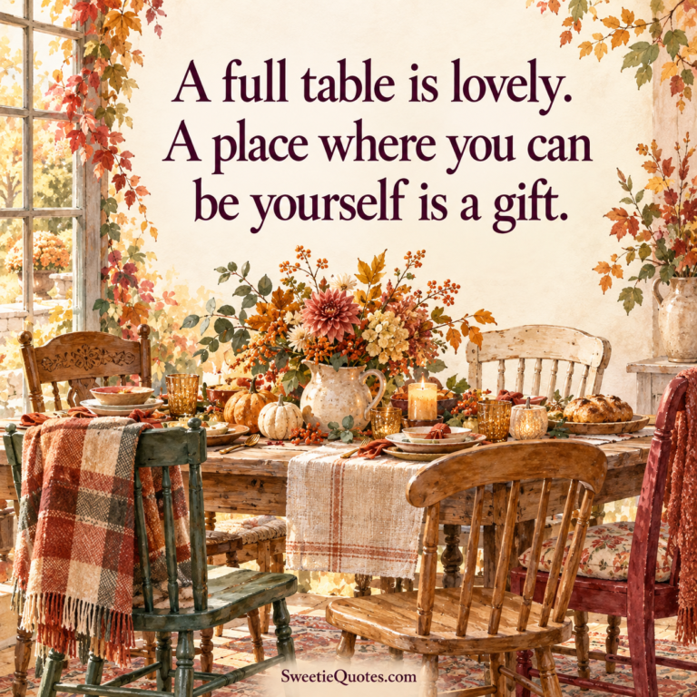 A full table is lovely. A place where you can be yourself is a gift.