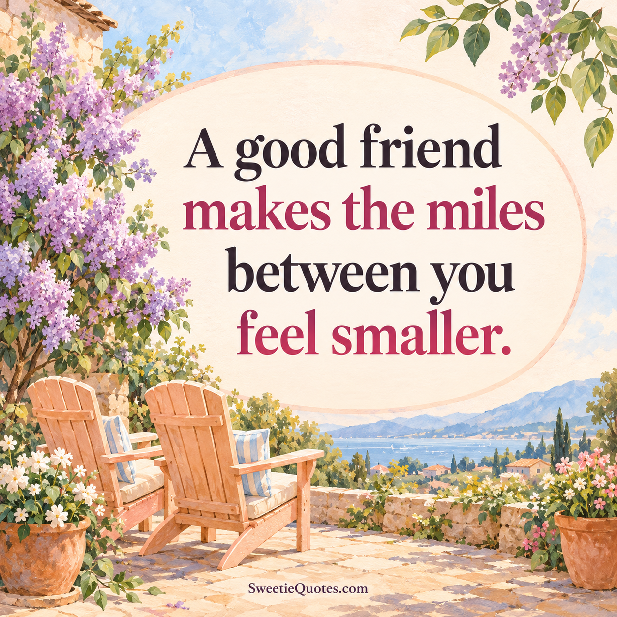 A good friend makes the miles between you feel smaller.