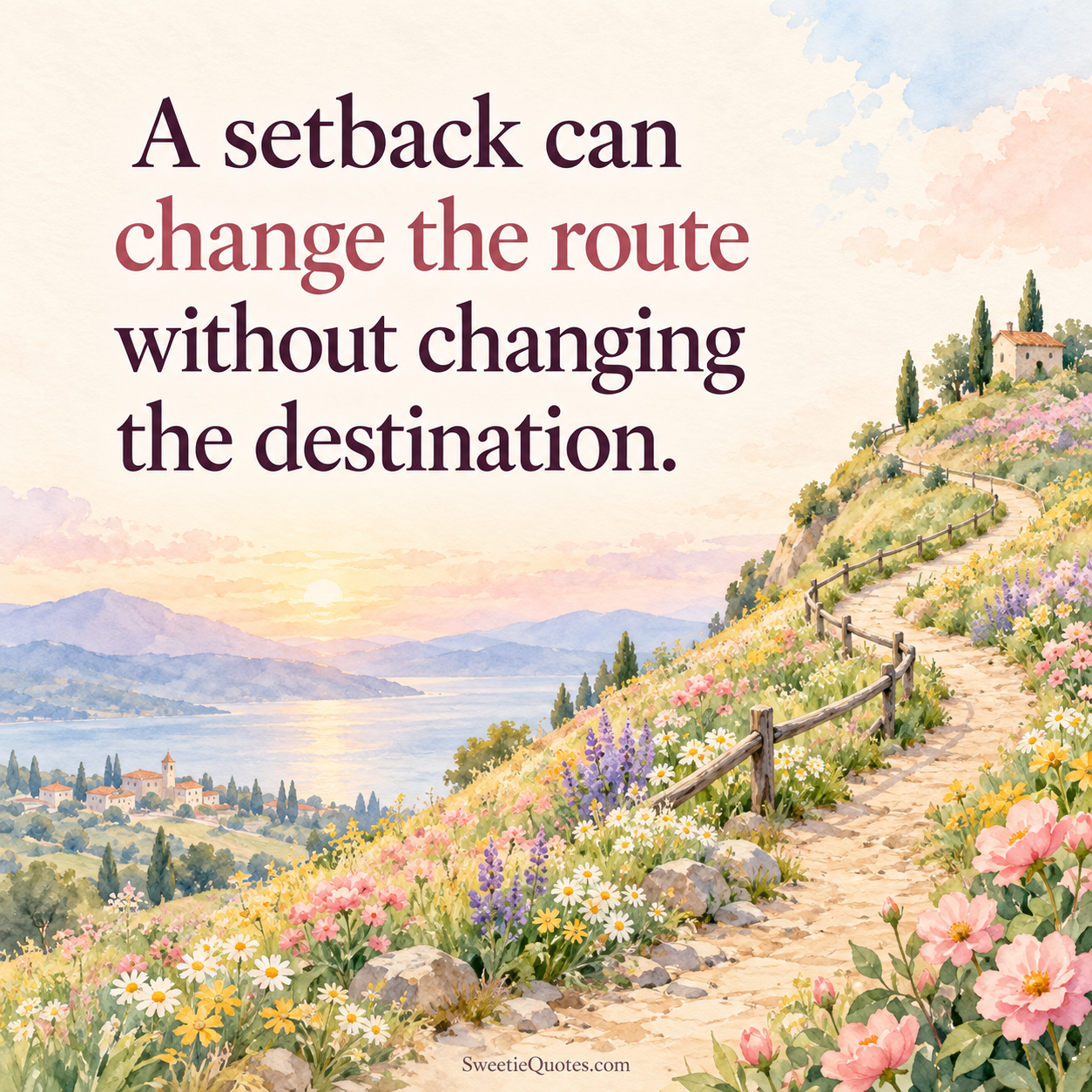 A setback can change the route without changing the destination.
