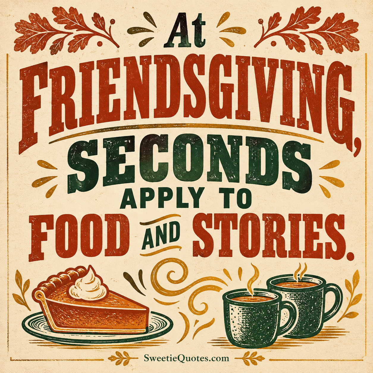 At Friendsgiving, seconds apply to food and stories.
