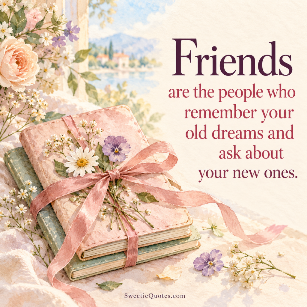 Friends are the people who remember your old dreams and ask about your new ones.