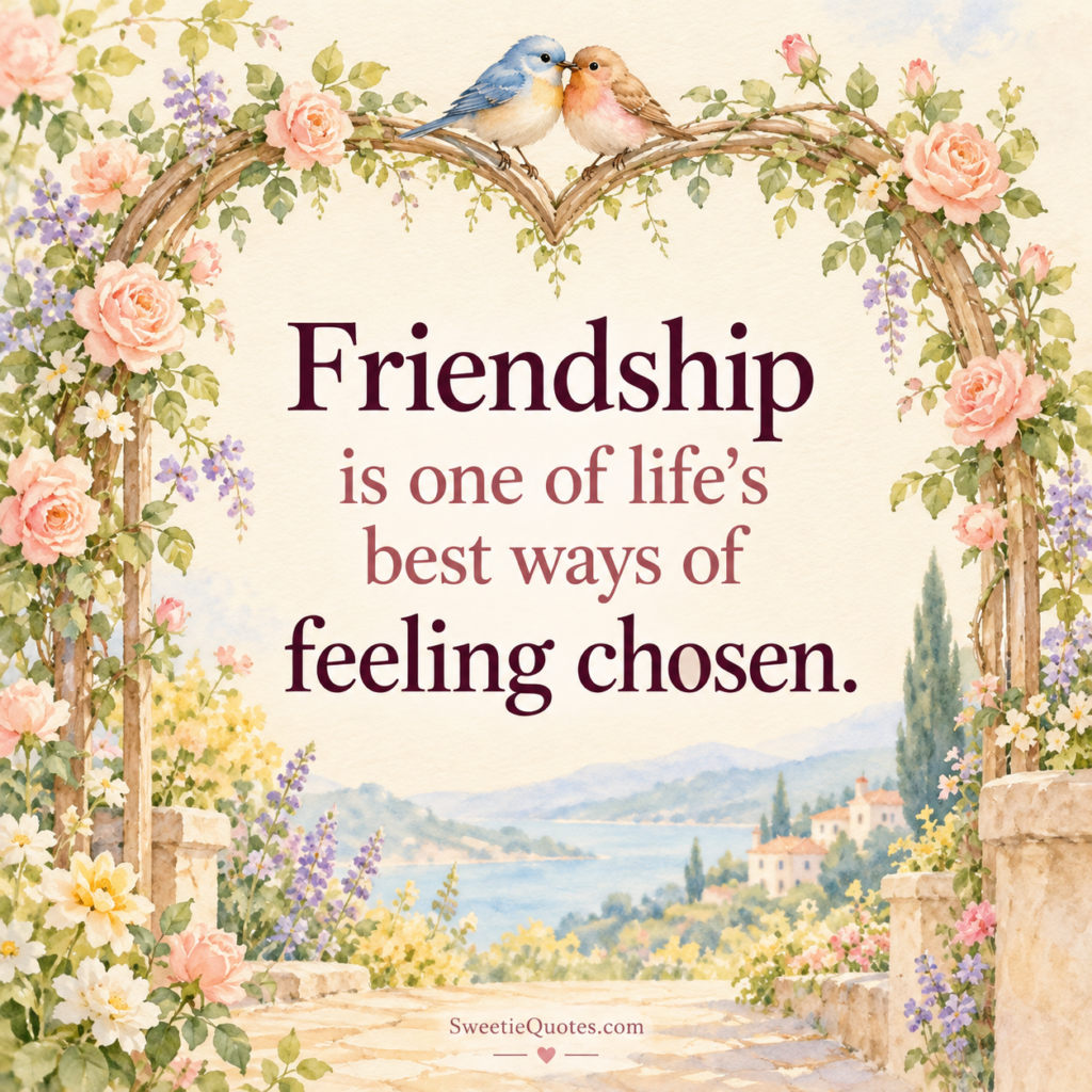 Friendship is one of life’s best ways of feeling chosen.