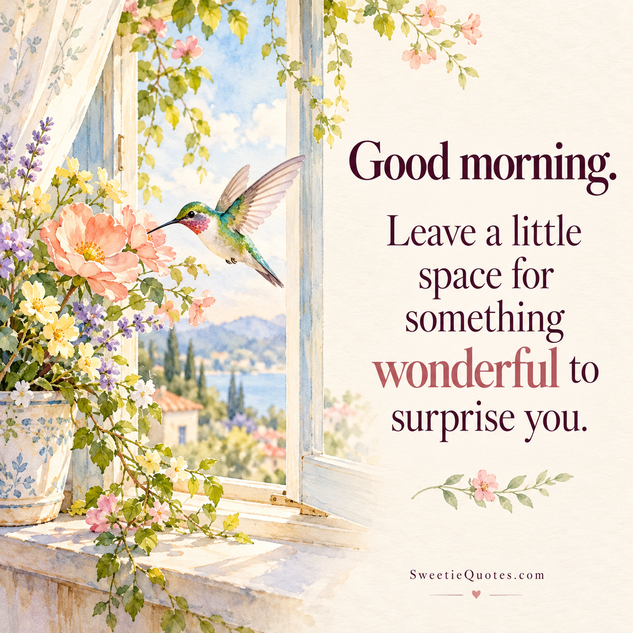 Good morning. Leave a little space for something wonderful to surprise you.