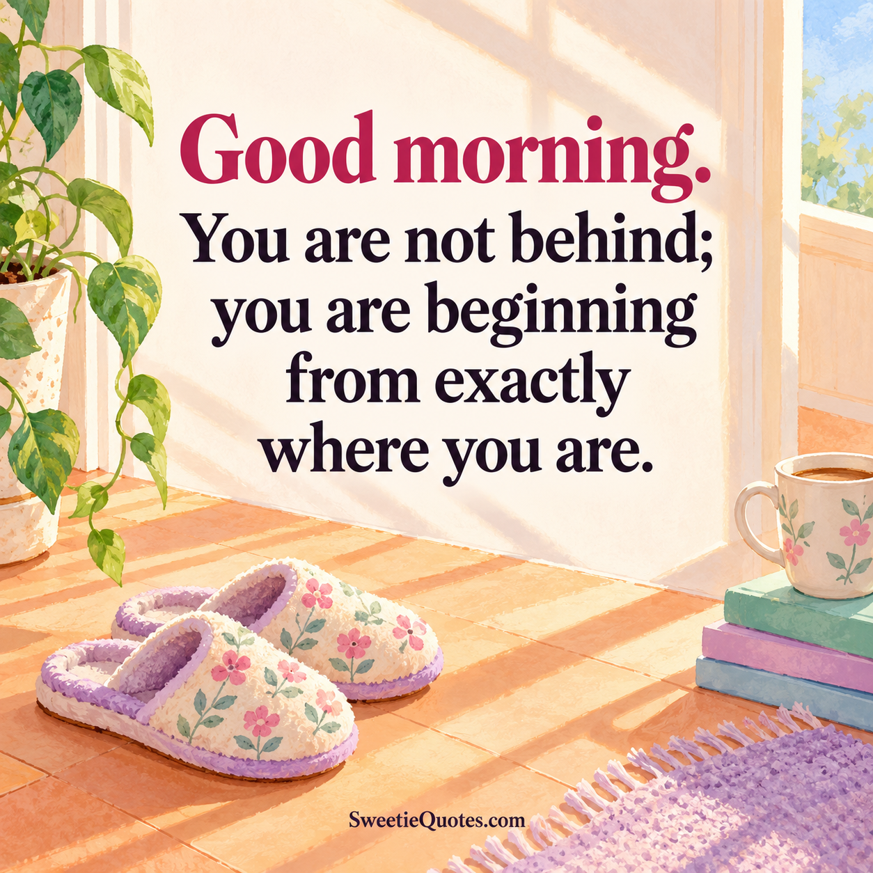 Good morning. You are not behind; you are beginning from exactly where you are.