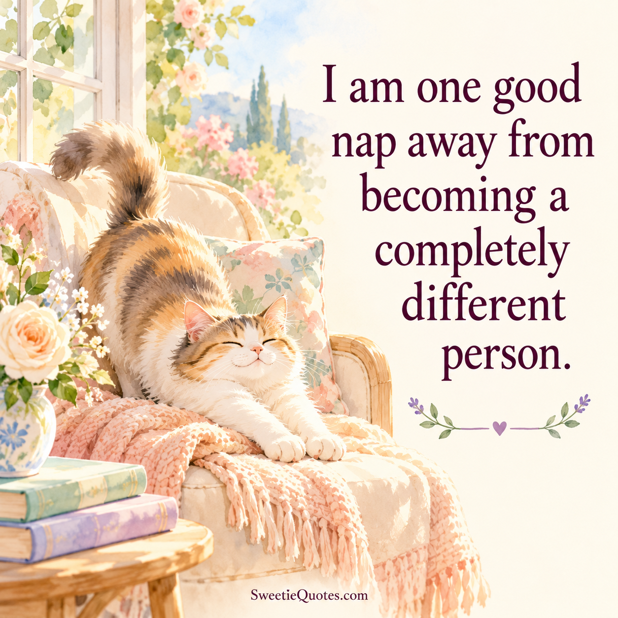 I am one good nap away from becoming a completely different person.