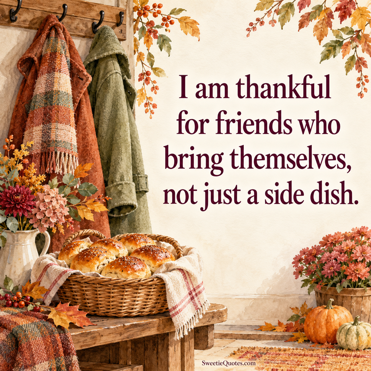 I am thankful for friends who bring themselves, not just a side dish.