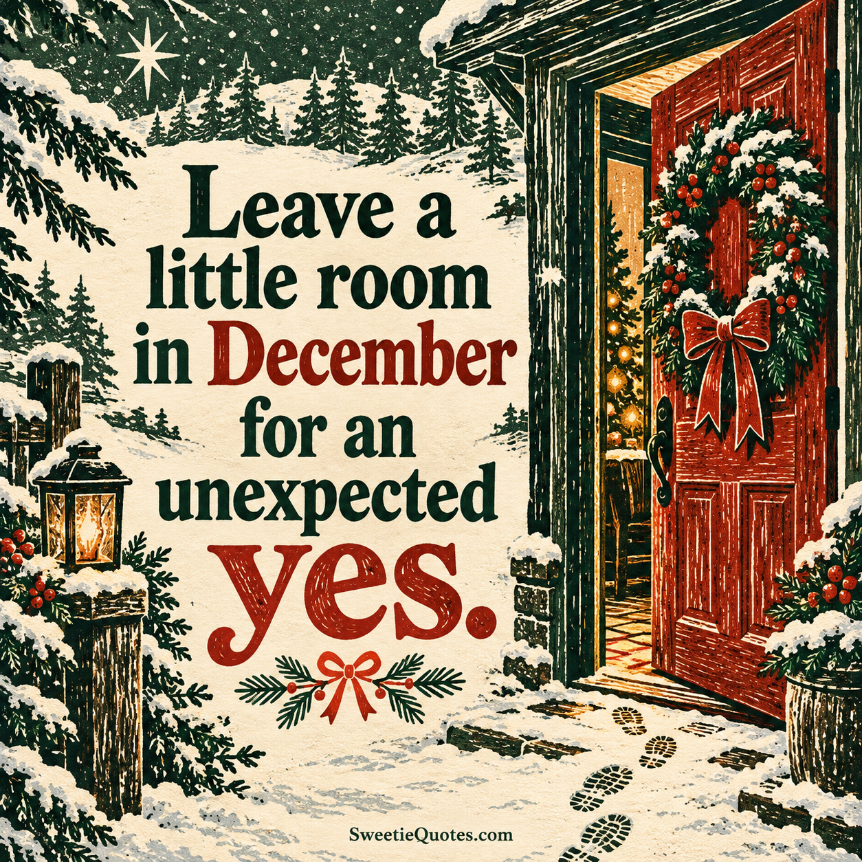 Leave a little room in December for an unexpected yes.