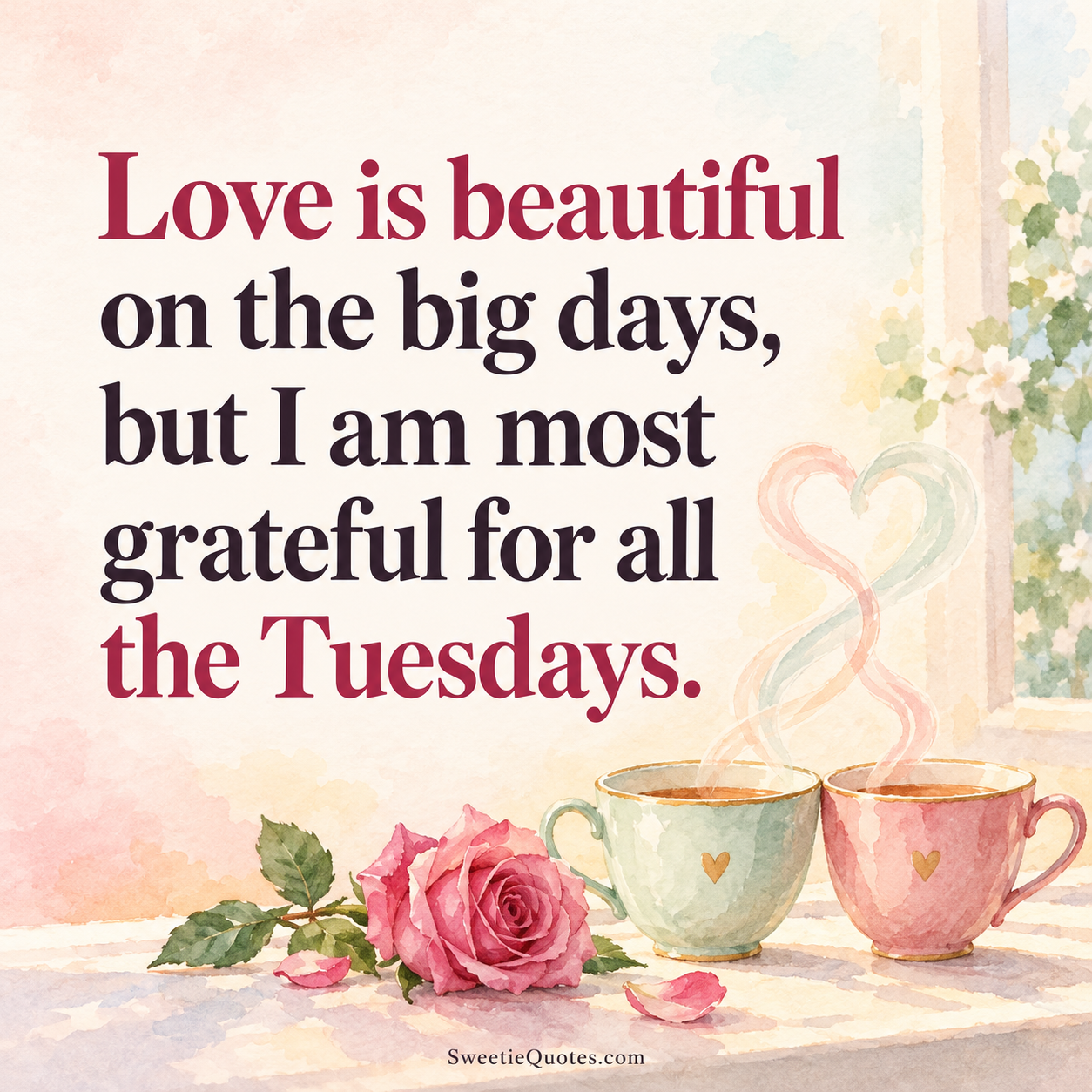 Love is beautiful on the big days, but I am most grateful for all the Tuesdays.