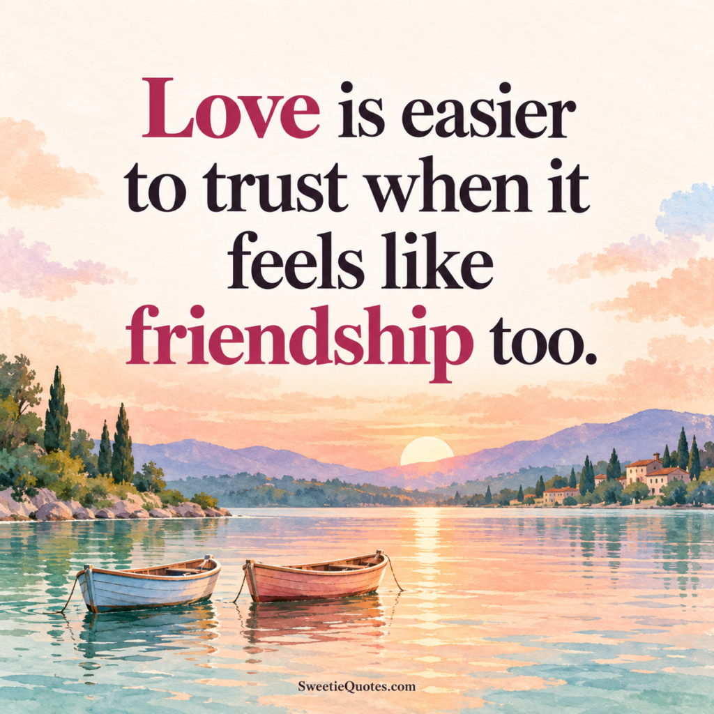 Love is easier to trust when it feels like friendship too.