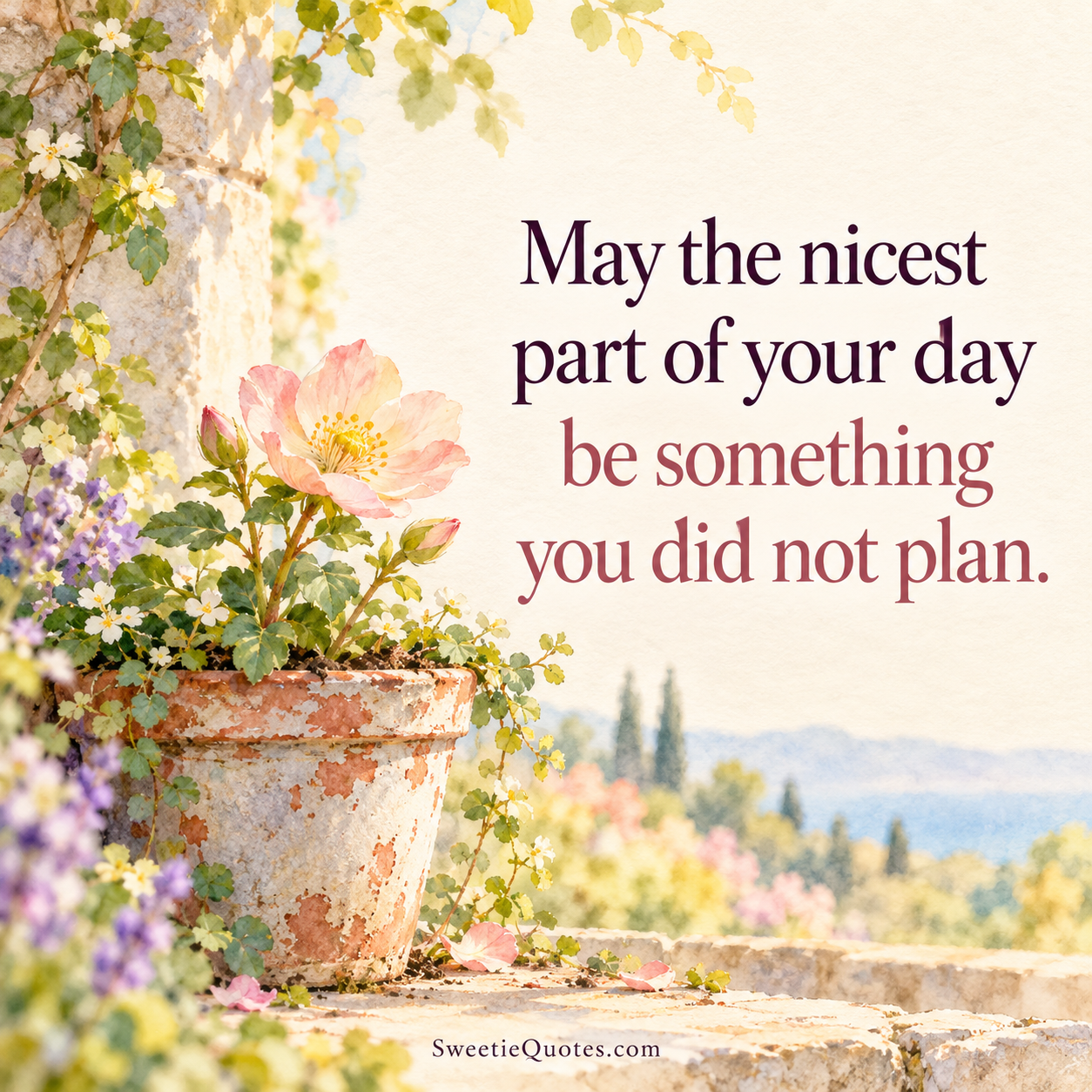 May the nicest part of your day be something you did not plan.