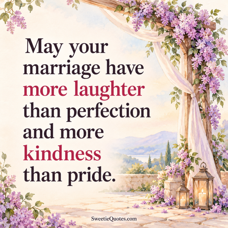 May your marriage have more laughter than perfection and more kindness than pride.