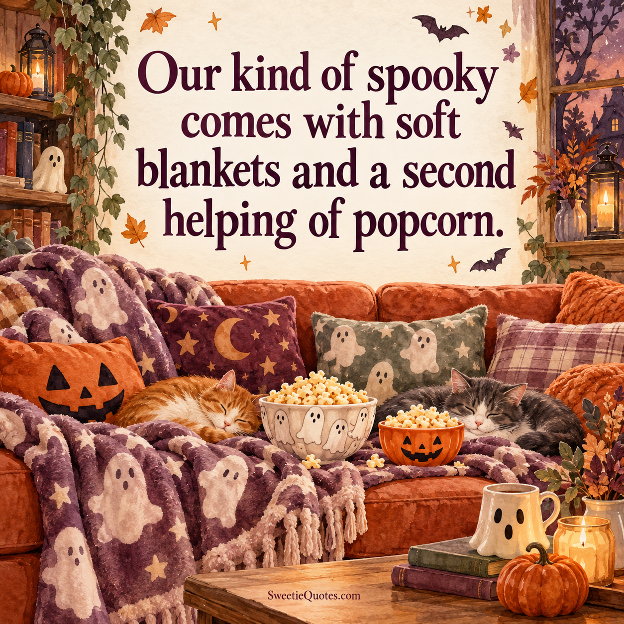 Our kind of spooky comes with soft blankets and a second helping of popcorn.