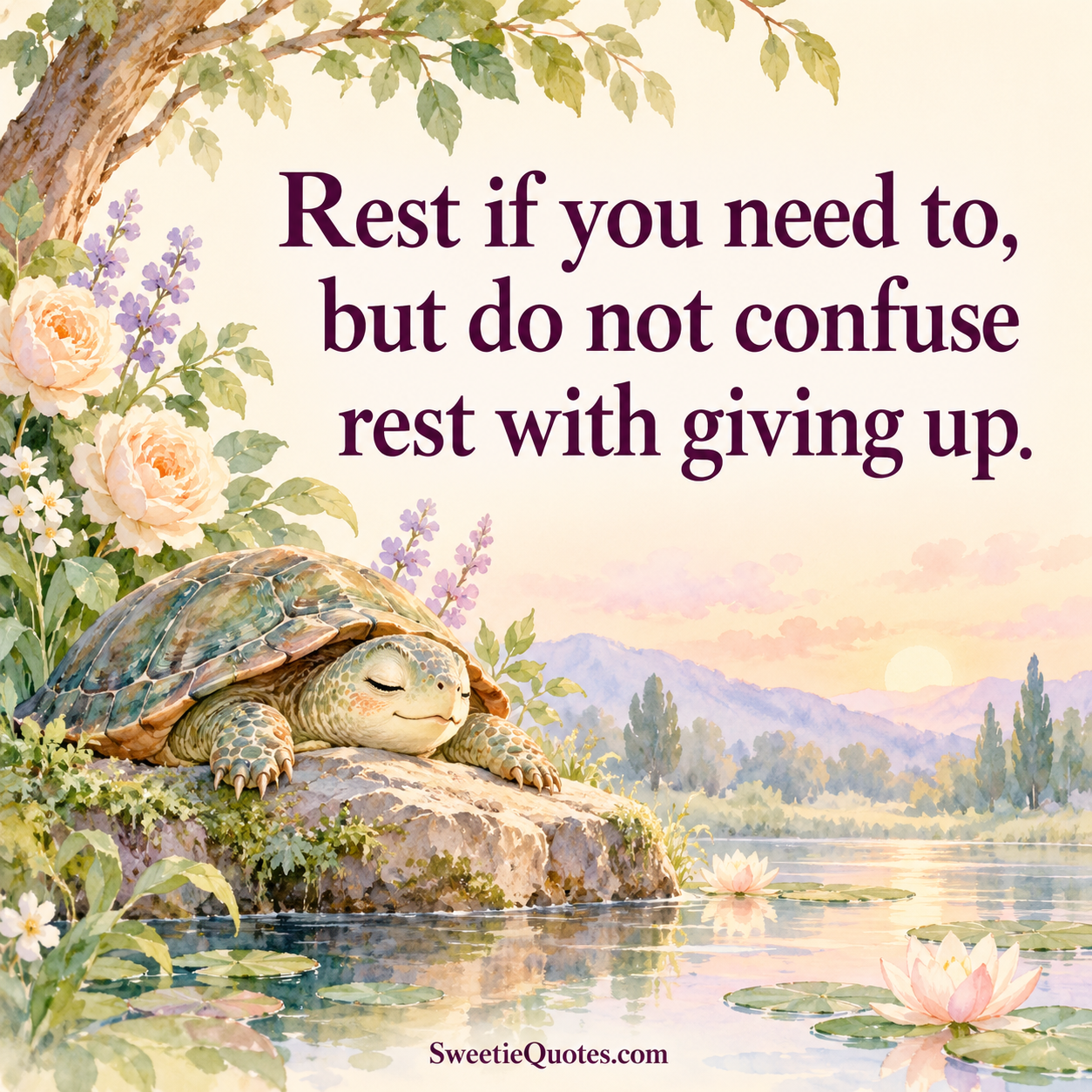 Rest if you need to, but do not confuse rest with giving up.