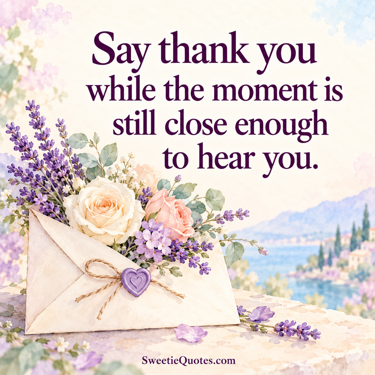 Say thank you while the moment is still close enough to hear you.
