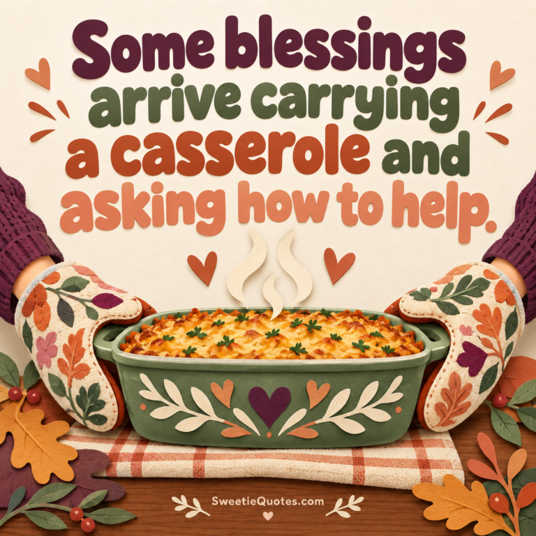 Some blessings arrive carrying a casserole and asking how to help.