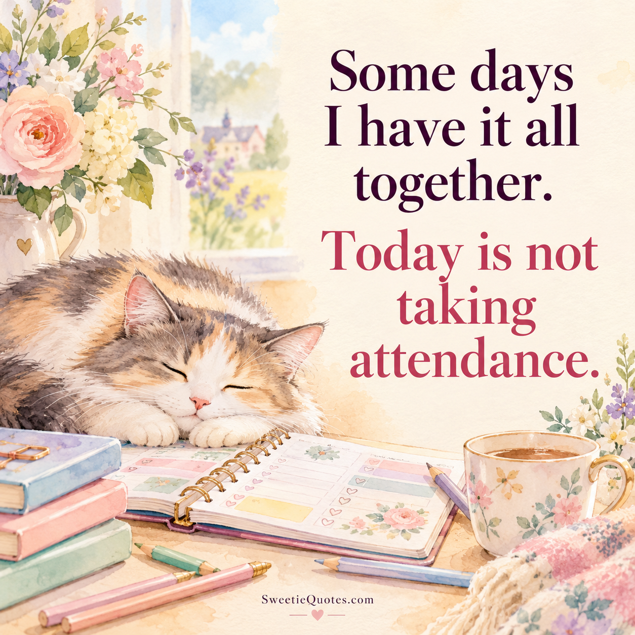 Some days I have it all together. Today is not taking attendance.