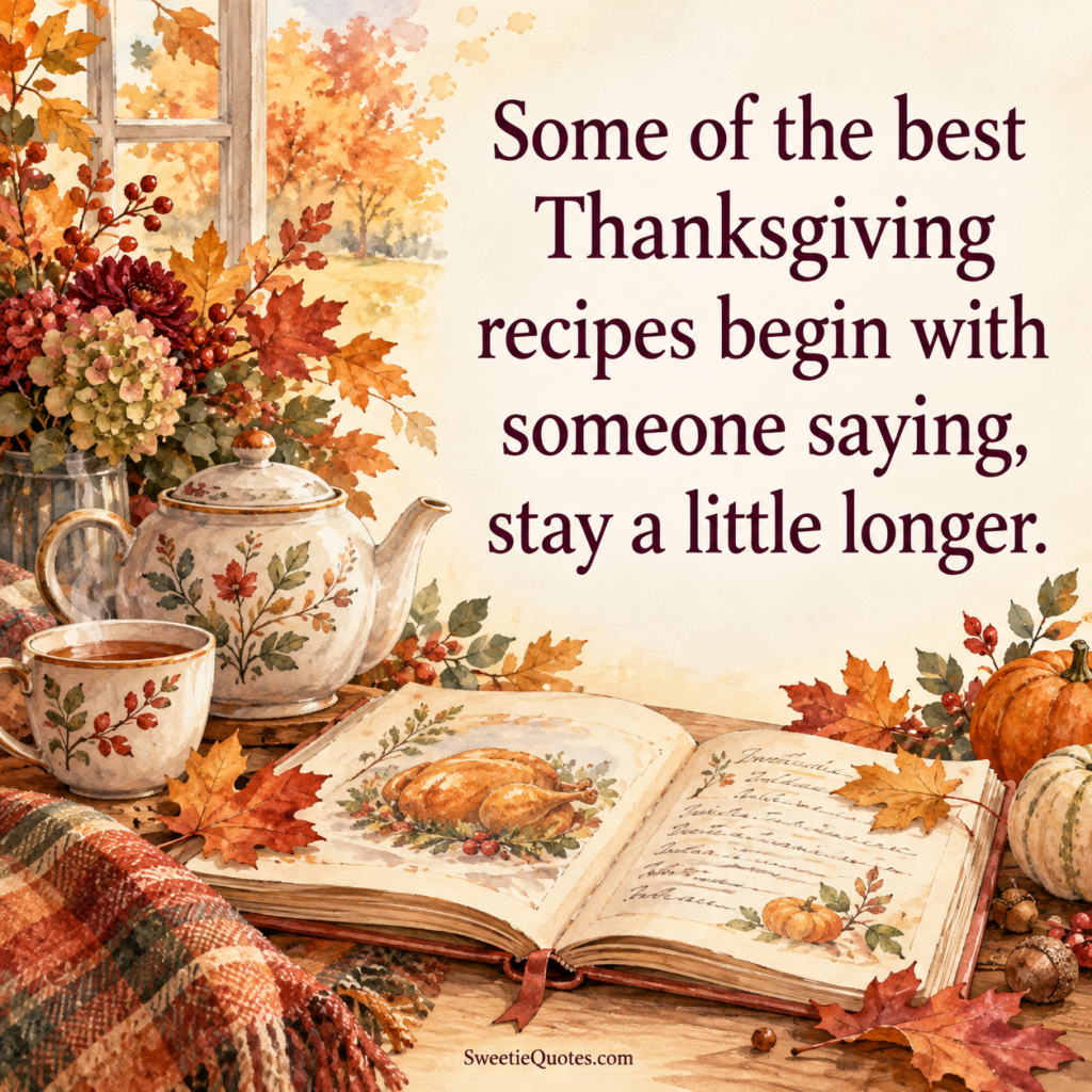 Some of the best Thanksgiving recipes begin with someone saying, stay a little longer.