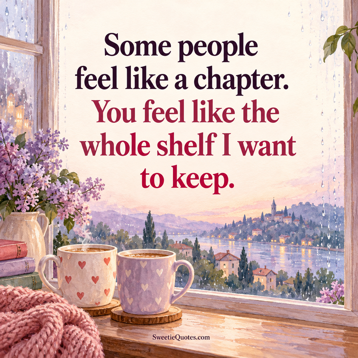 Some people feel like a chapter. You feel like the whole shelf I want to keep.