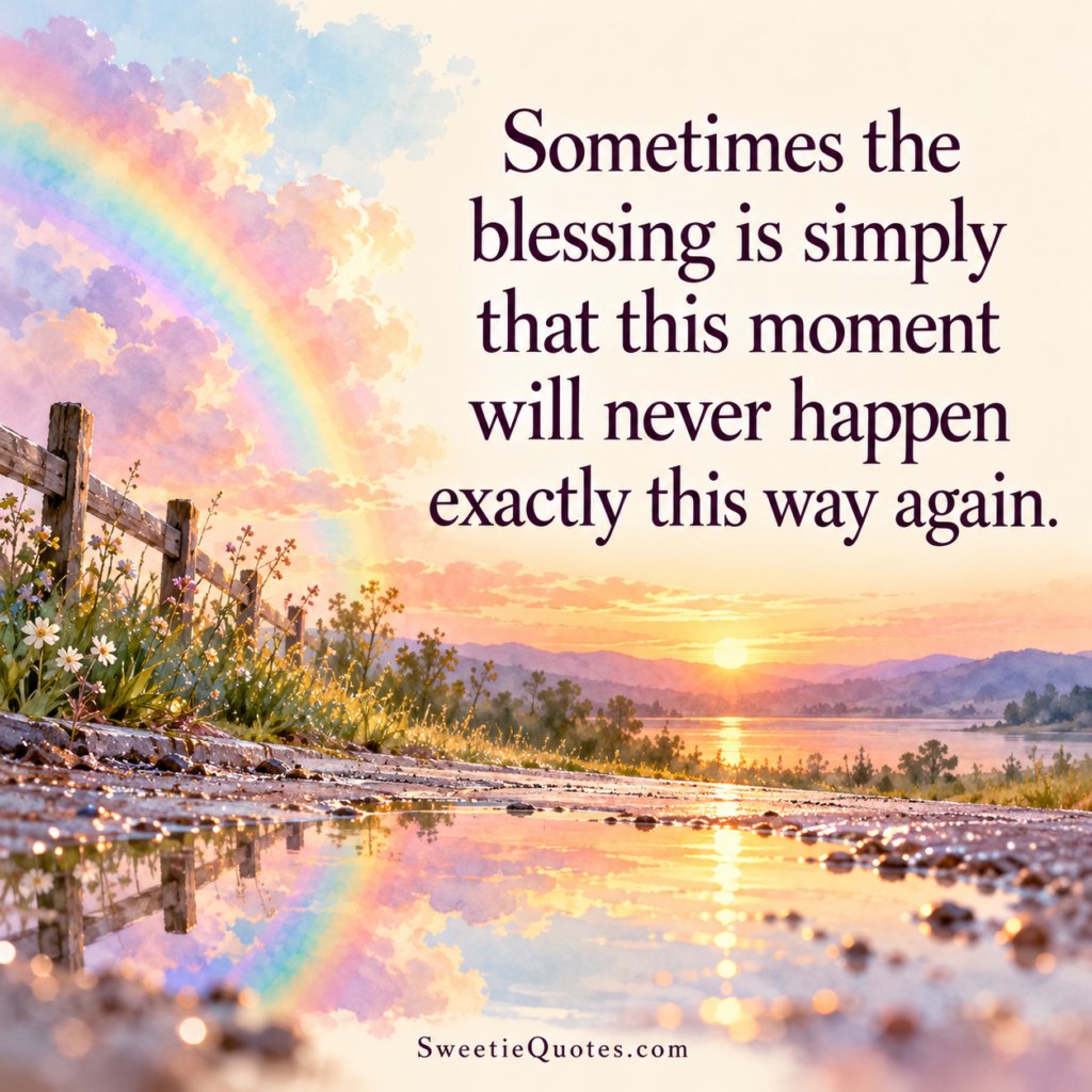 Sometimes the blessing is simply that this moment will never happen exactly this way again.