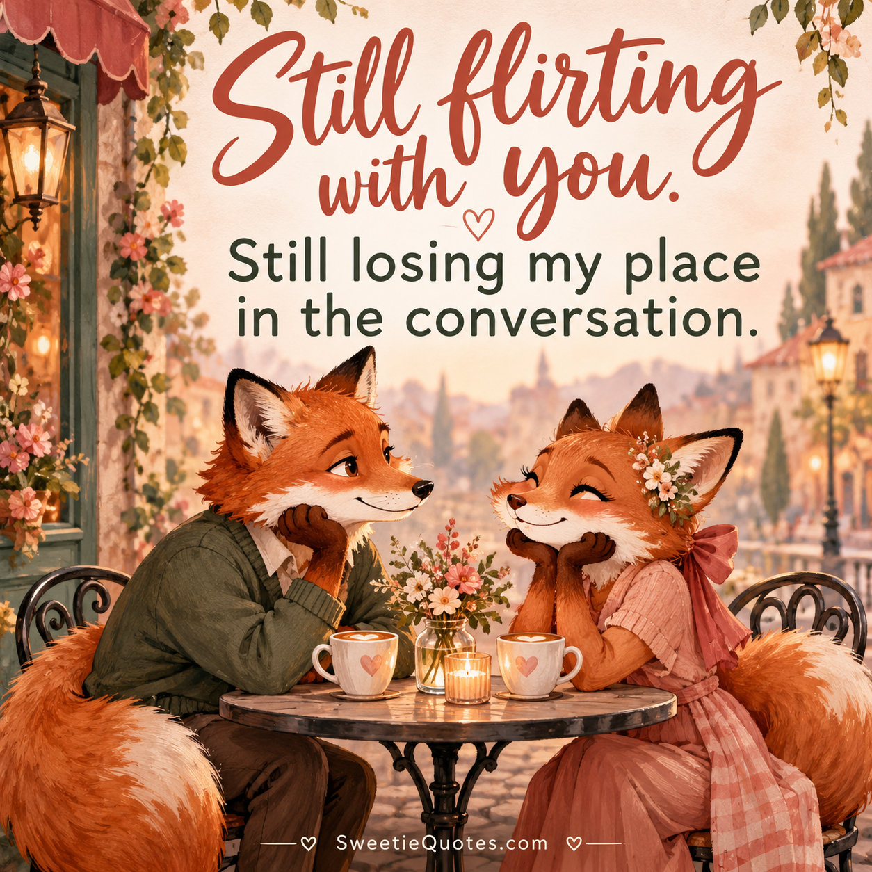 Still flirting with you. Still losing my place in the conversation.