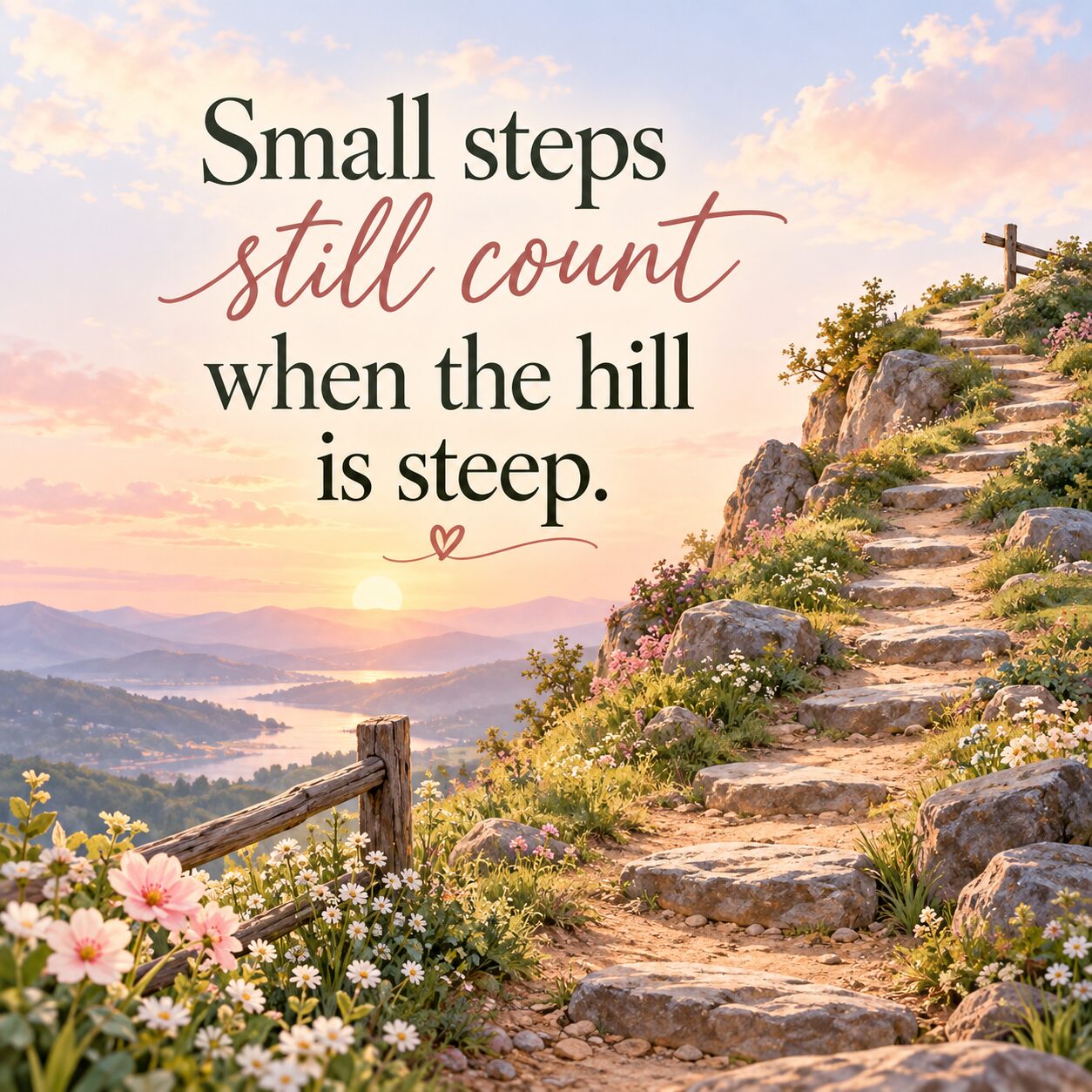 Small steps still count when the hill is steep.