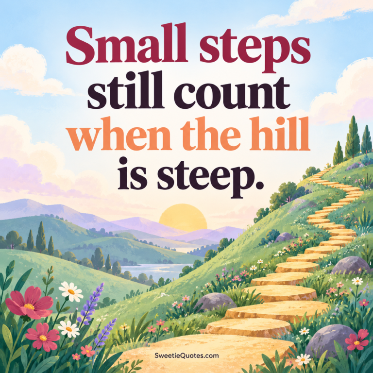Small steps still count when the hill is steep.