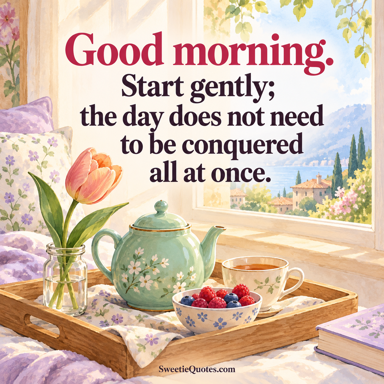 Good morning. Start gently; the day does not need to be conquered all at once.