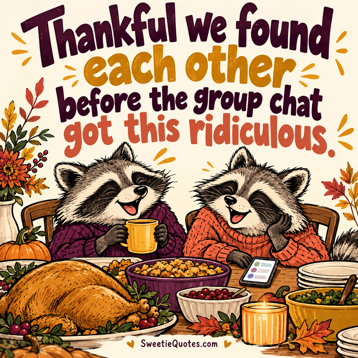 Thankful we found each other before the group chat got this ridiculous.