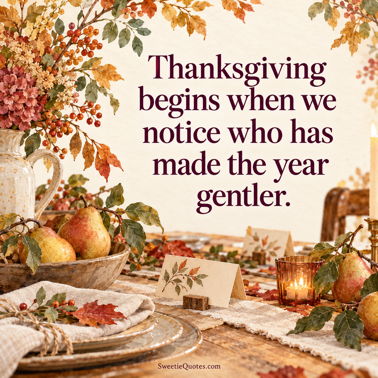 Thanksgiving begins when we notice who has made the year gentler.