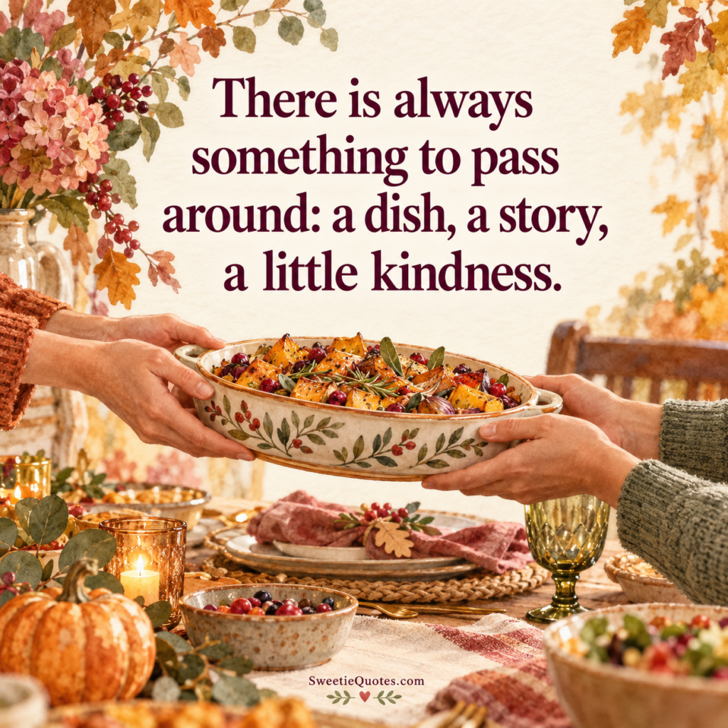 There is always something to pass around: a dish, a story, a little kindness.