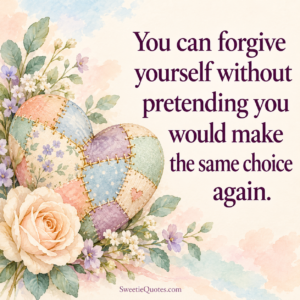 You can forgive yourself without pretending you would make the same choice again.
