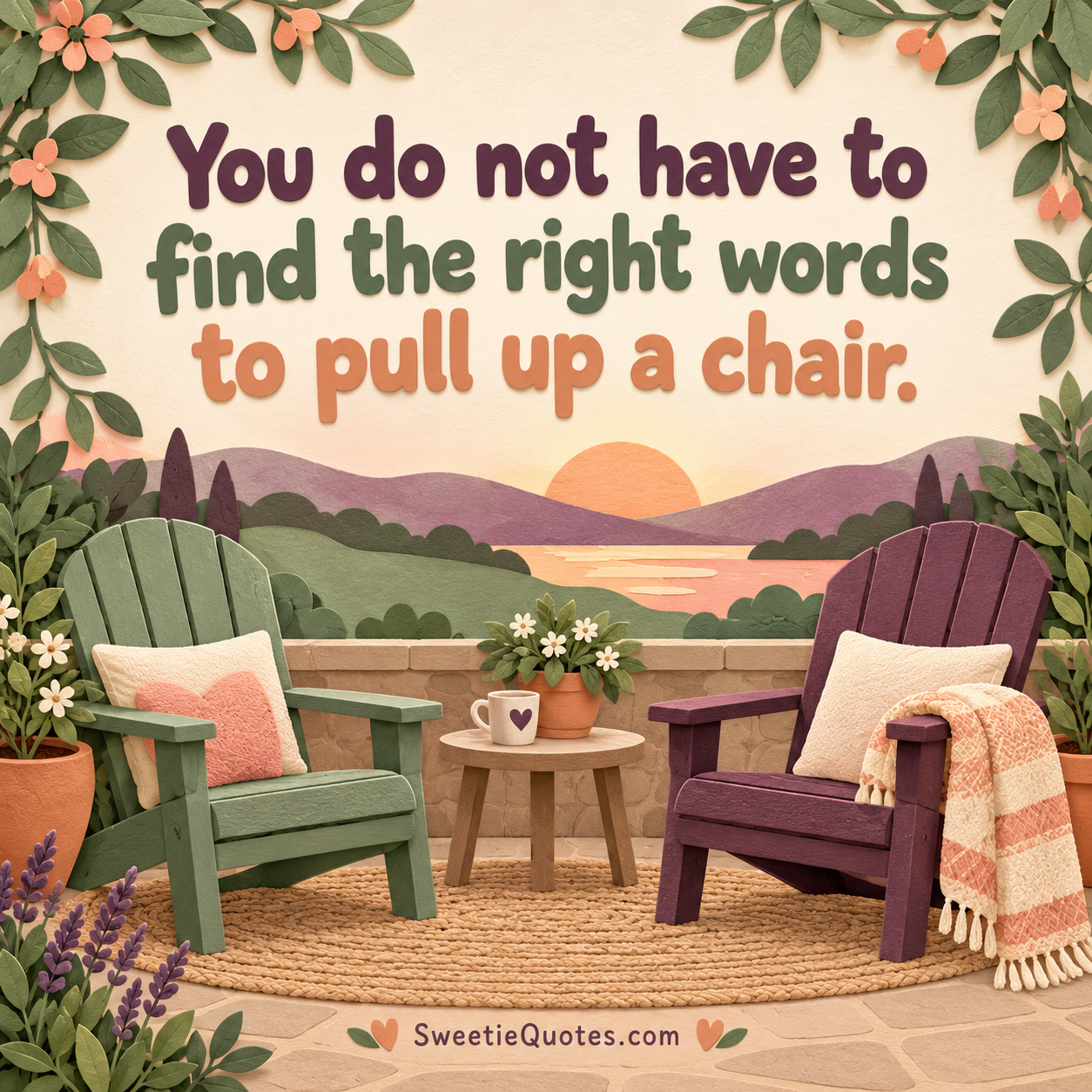 You do not have to find the right words to pull up a chair.